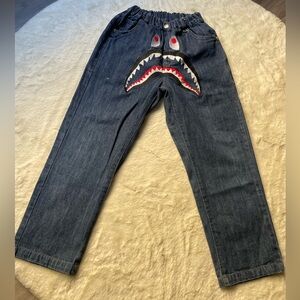 Bape kids Shark Face Denim Pants